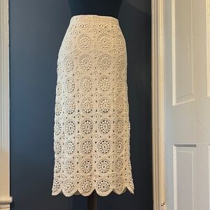 Sexy Crochet Ivory Pencil Skirt M